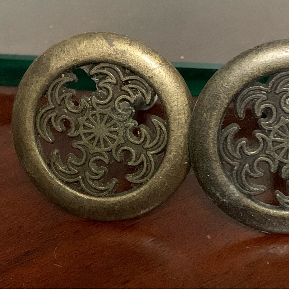 Set of 3 Antiqued Style Scroll Knob Drawer Pulls